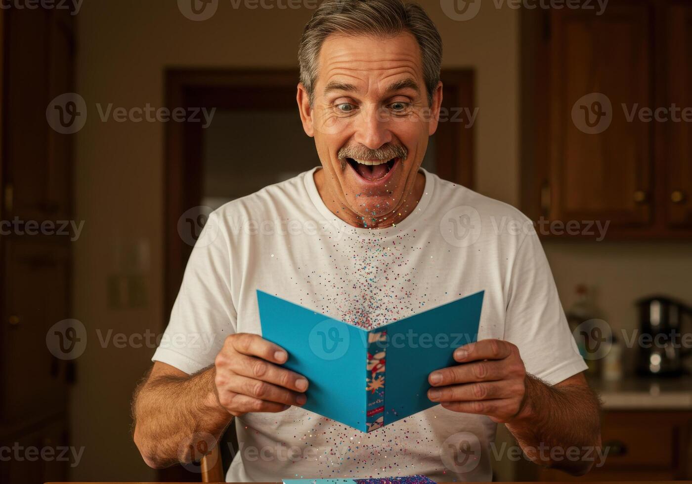 A man is smiling while holding a blue book photo