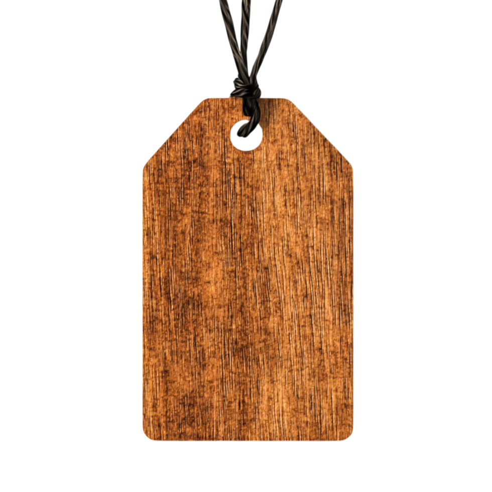 Rustic Wooden Tag with Twine for Labeling Gifts and Crafts in Natural Style png