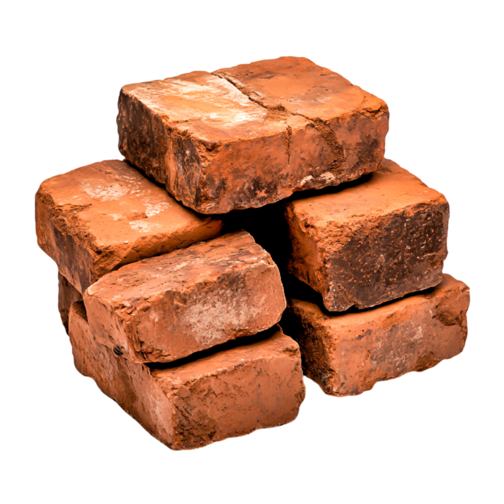 Pile of Rustic Red Clay Bricks for Constructind Landscape Projects png