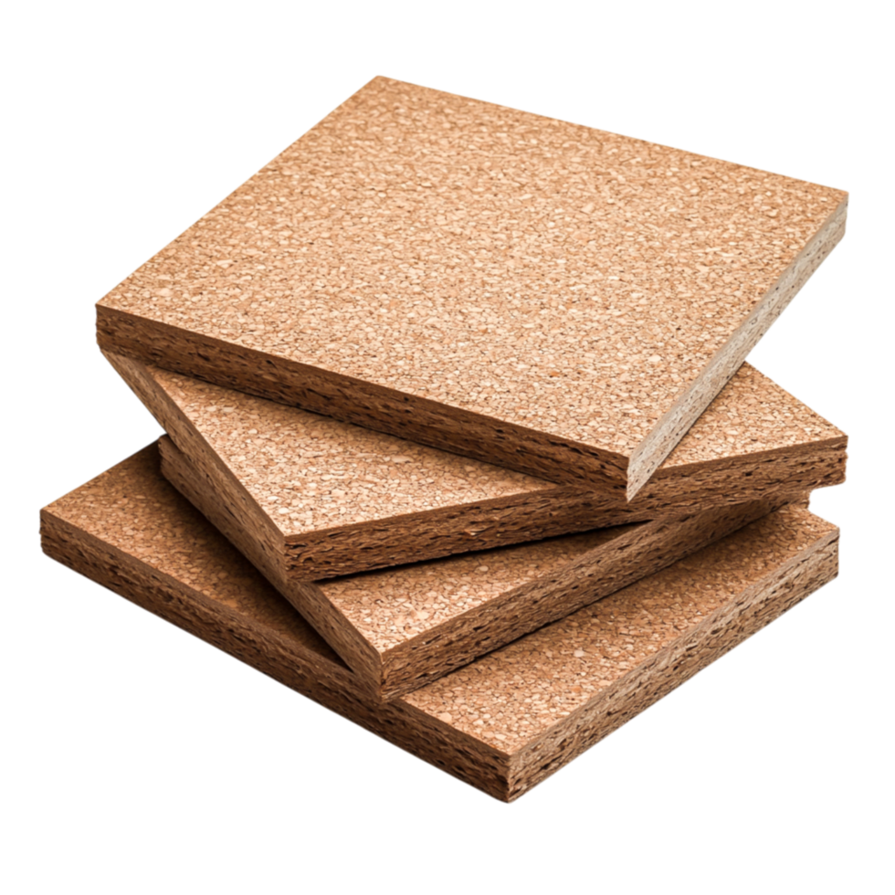 Stack of Smooth Natural Cork Sheets for Crafting and Home Decor Projects png