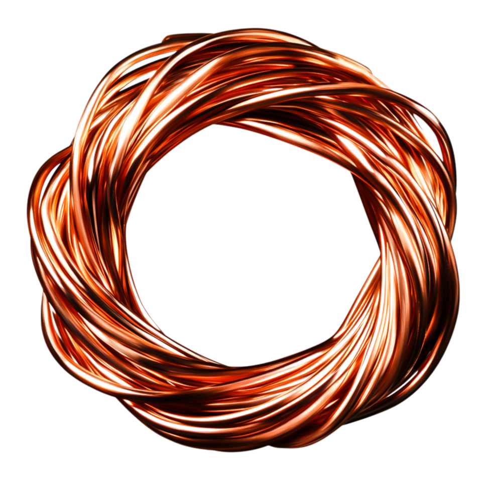 Twisted Copper Wire Circle on Transparent Background for Creative Design Projects png