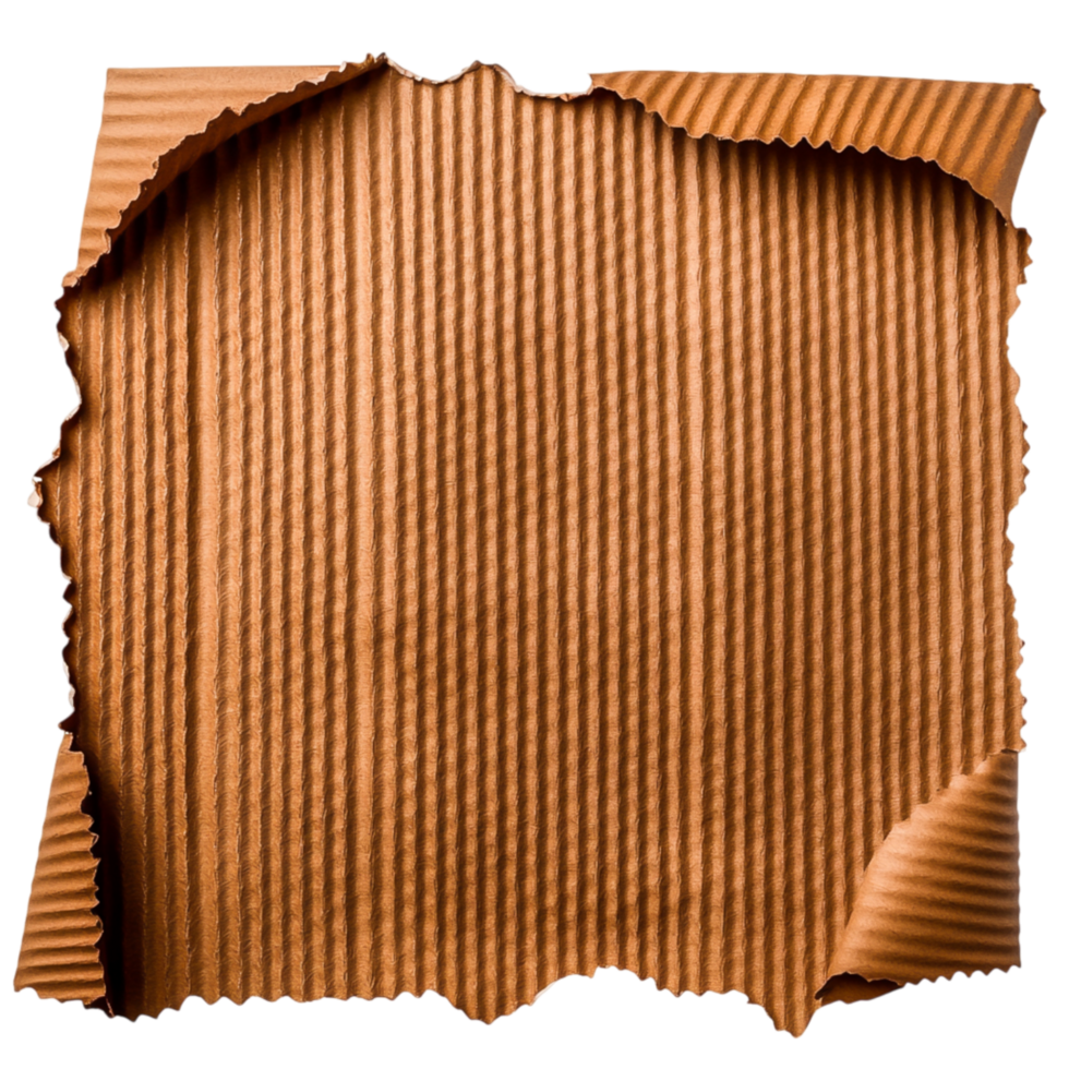 Torn Edge of Brown Corrugated Cardboard Texture for Creative Backgrounds png
