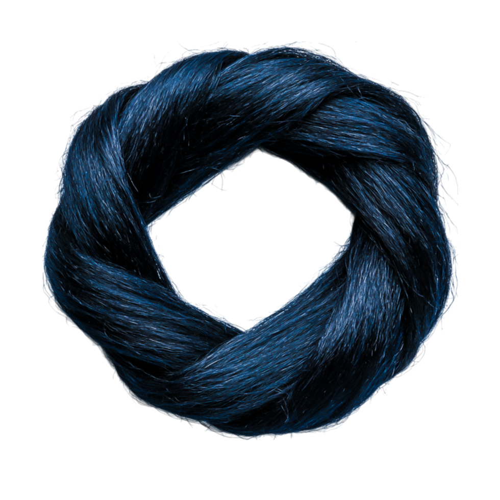 Blue Twisted Hair Strand in Circular Shape Dark Background for Creative Use png