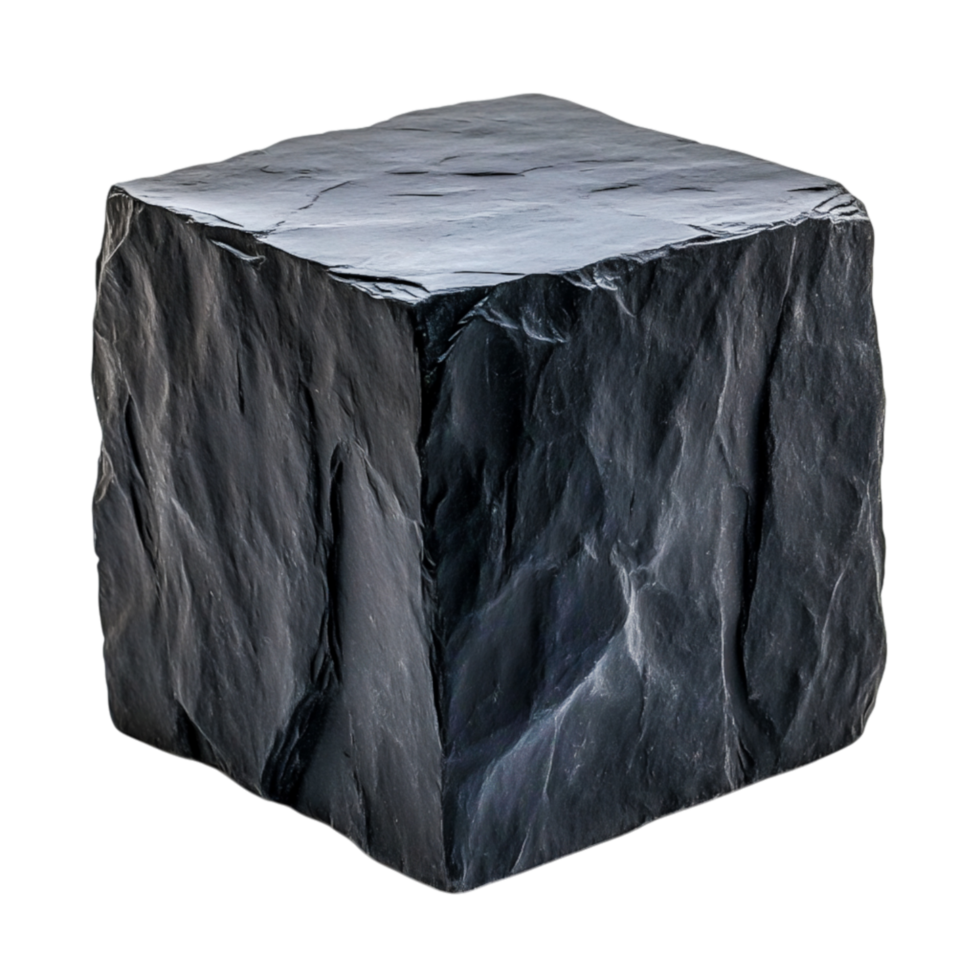 Dark Slate Rock Block with Sharp Edges for Natural Stone Backgrounds and Textures png