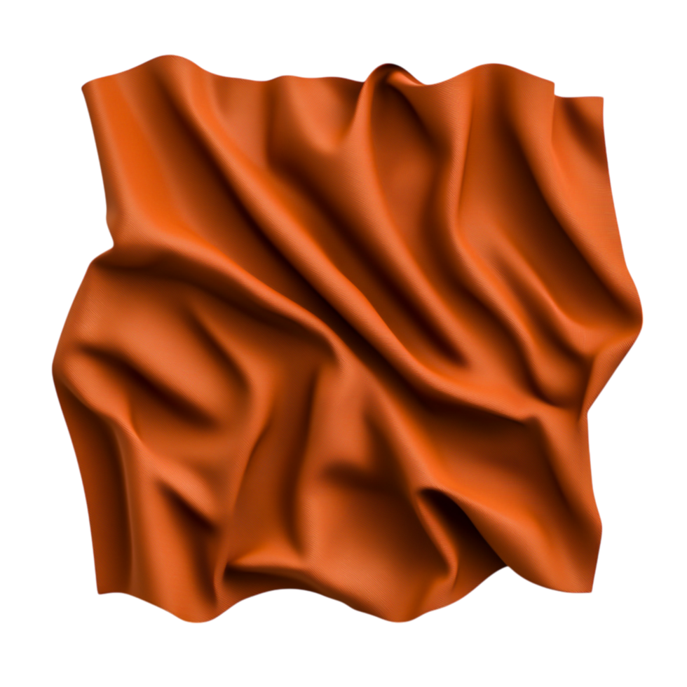 Soft Wrinkled Orange Fabric Texture Draped Gracefully with Natural Shadows and Light png