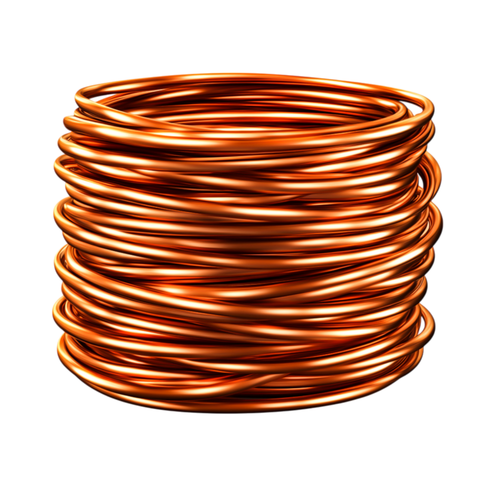 Realistic Illustration of Copper Wire Spools Stacked in a Circular Arrangement png