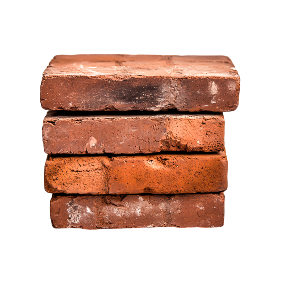 Stack of Four Weathered Orange Brick Blocks on for Construction Use png