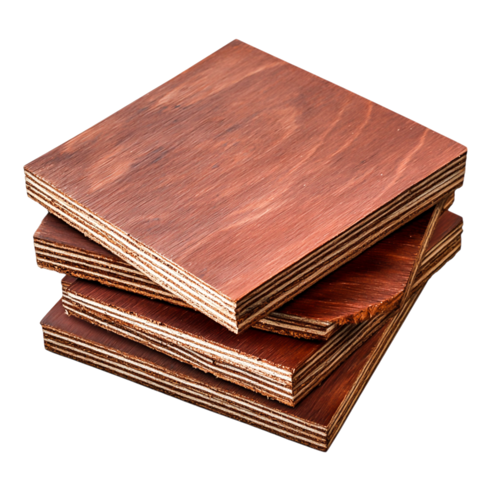 Stack of Wooden Plywood Sheets in Warm Tones png