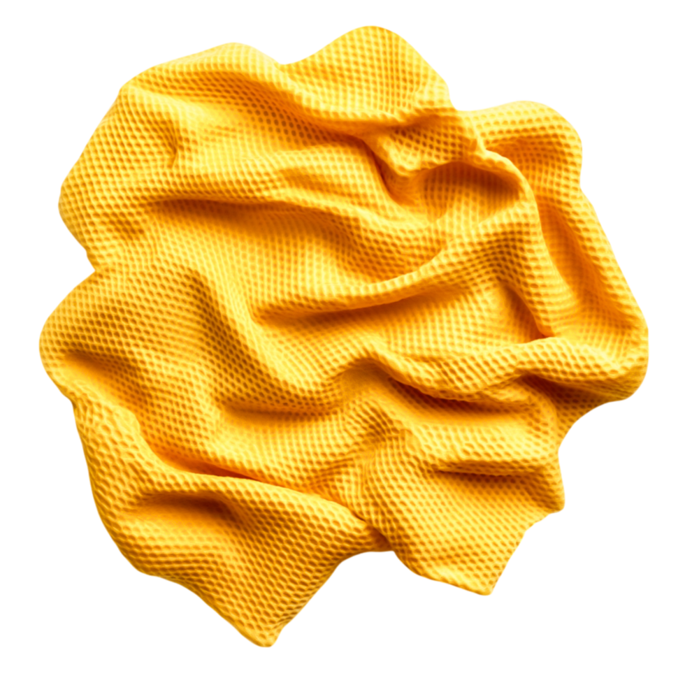 Soft and Textured Yellow Fabric with Gentle Wrinkles and Creases for Background Use png
