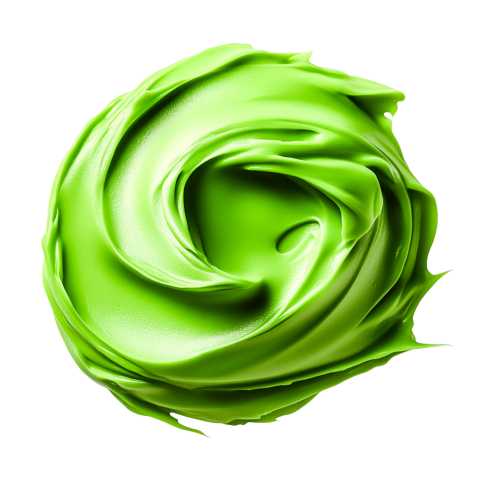 Vivid Green Swirl of Paint in a Spiraling Design with Smooth Texture and Glossy Finish png