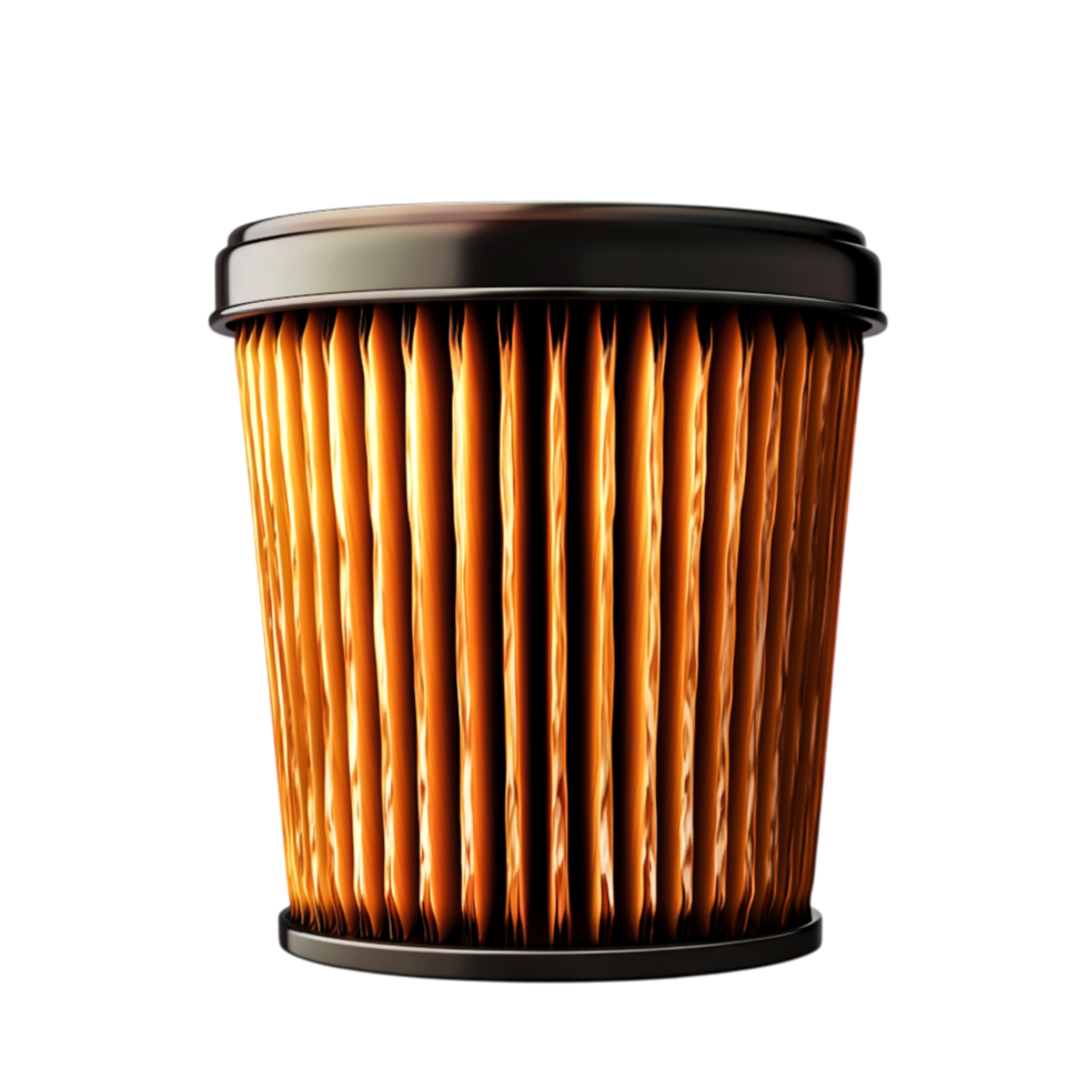 closeup of a Clean Engine Oil Filter with Bright Orange Element and Dark Lid png
