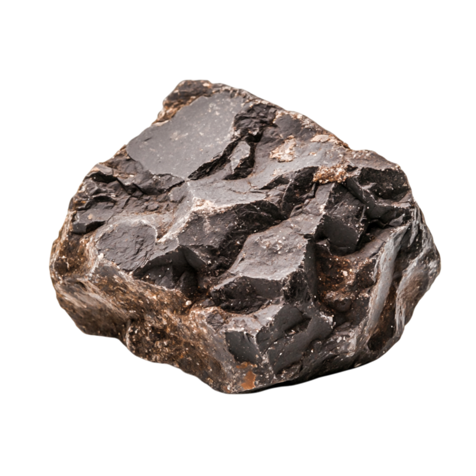 Dark Rough Stone Fragment with Irregular Surface and Sharp Edges png