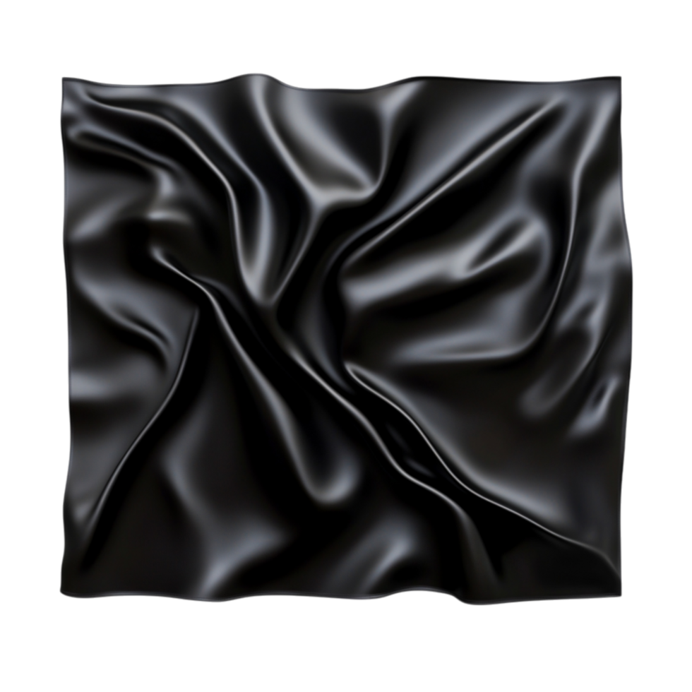 Wrinkled Black Satin Fabric Texture with Elegant Flow and Soft Curves png