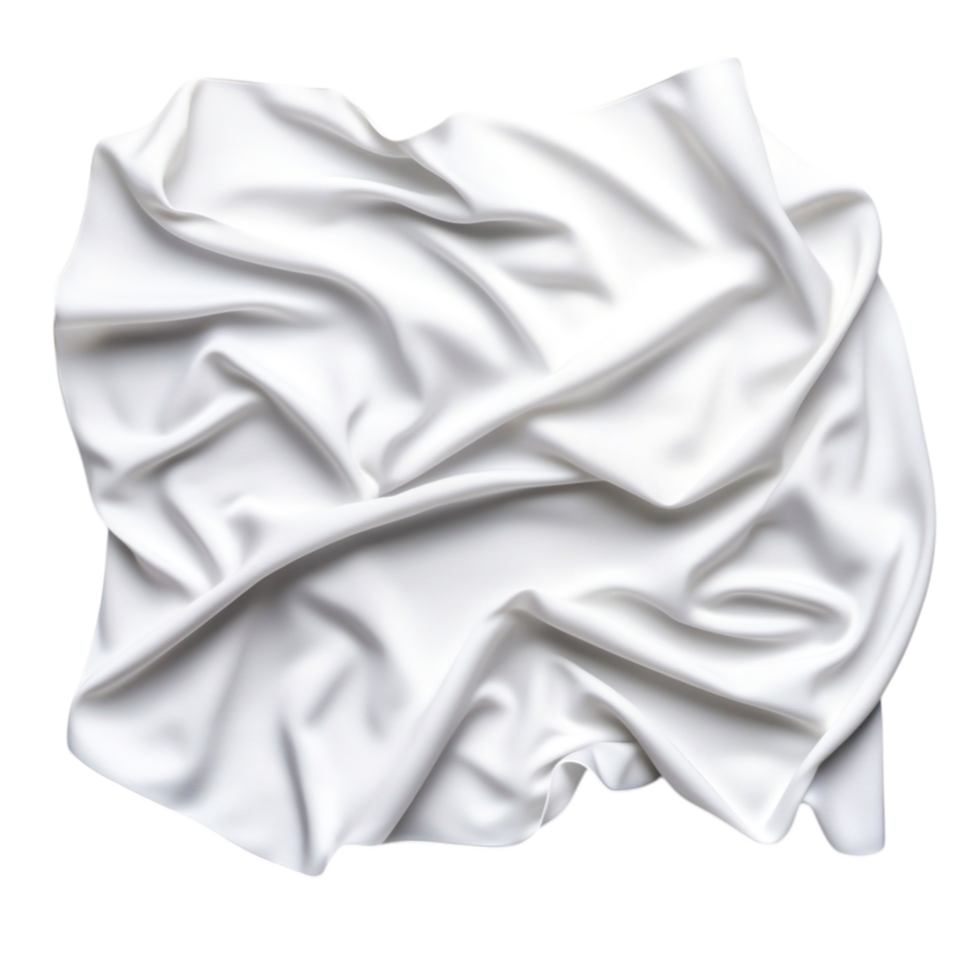 Textured White Fabric with Soft Wrinkles and Creases for Background or Overlay Use png