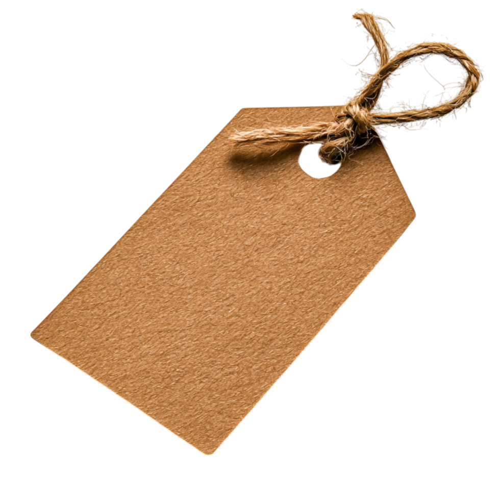 Blank brown paper tag with string for labeling and creative art projects png