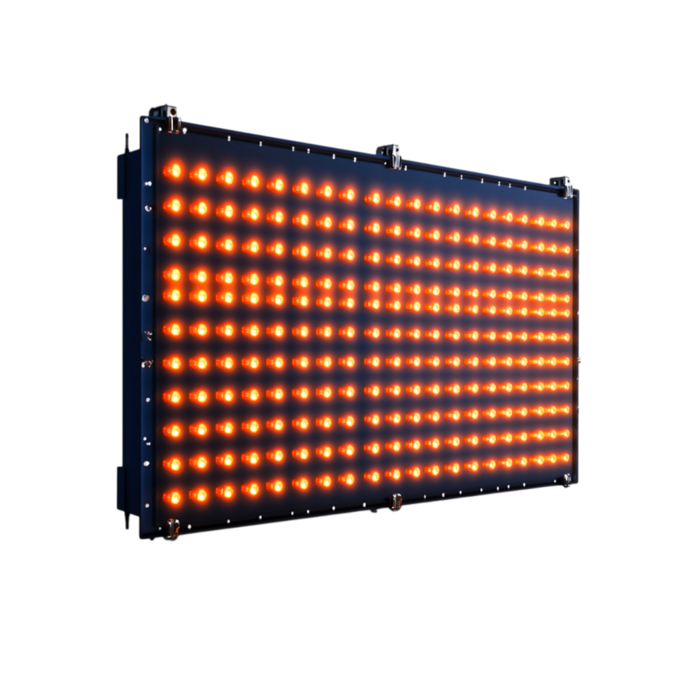 Bright LED Panel Display with Vibrant Orange Lights for Event Decoratind Signage png