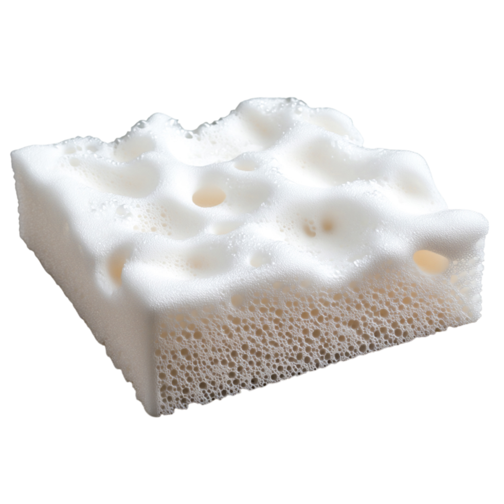 closeup View of White Foam Sponge with Bubbles Solid Background png