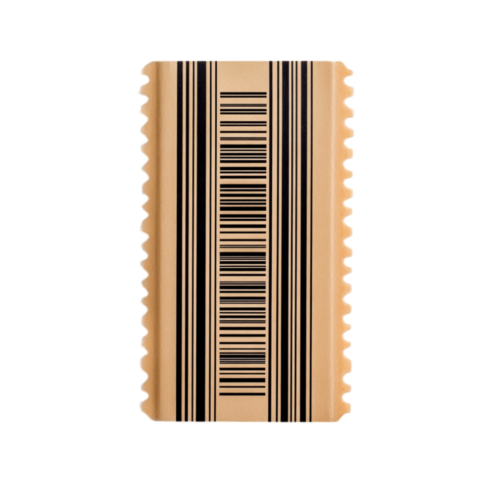 Retro Style Barcode with Unique Scalloped Edges Light Beige Background png