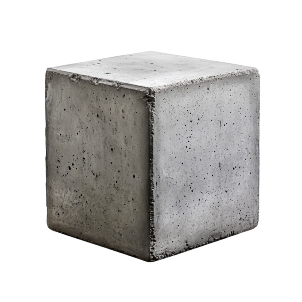 Solid Gray Concrete Cube on Display for Modern Home or Office Decor Accents png