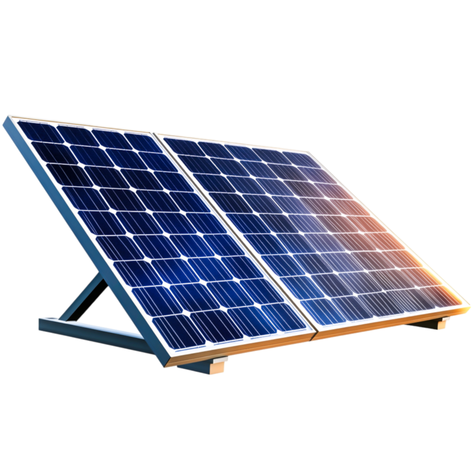 Solar panel array with blue cells and adjustable support for renewable energy solutions png