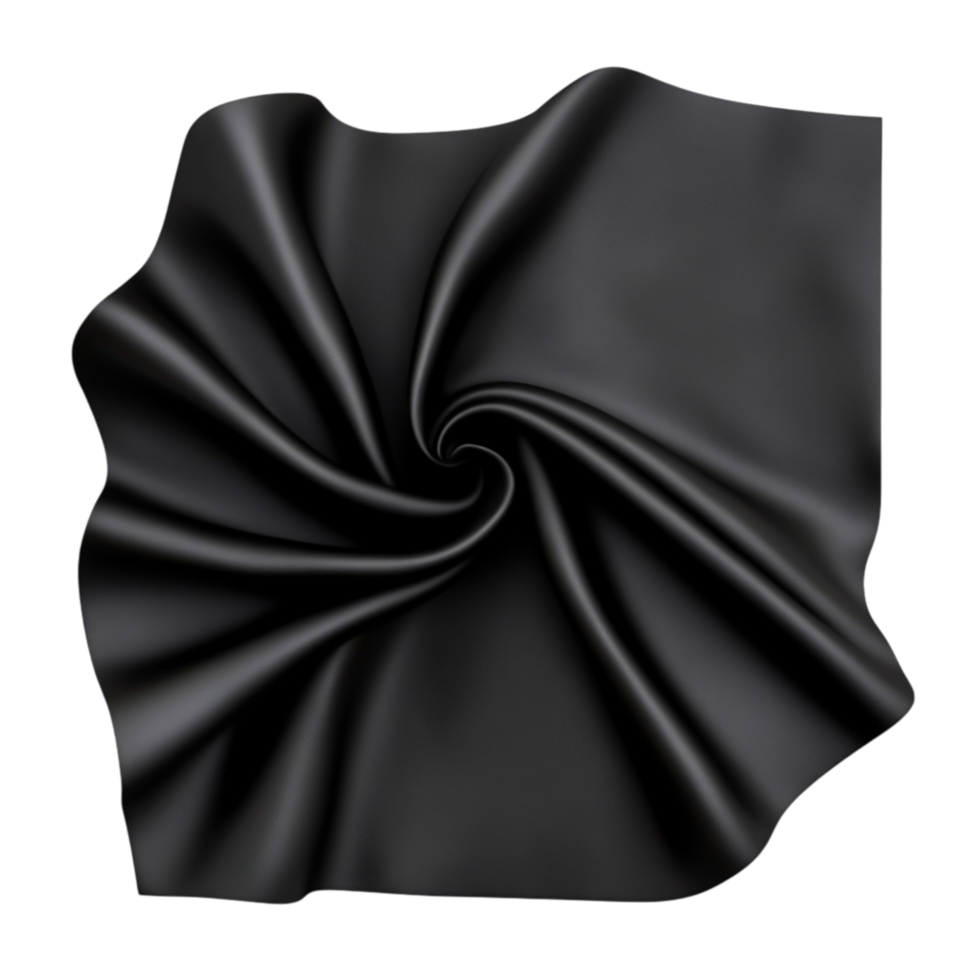 Elegant Black Fabric Texture in Twisted Form for Backgrounds and Design Projects png