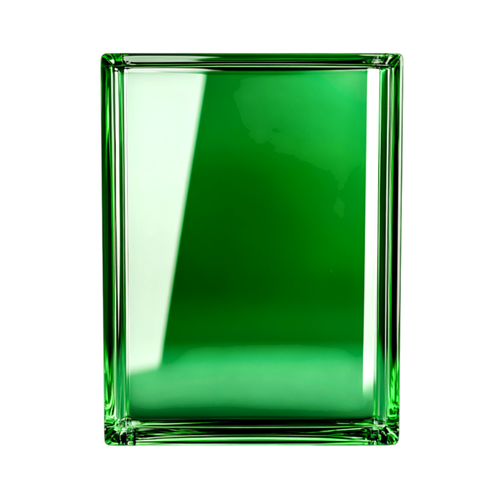 Elegant Green Glass Frame with Smooth Surface for Creative Design Projects png