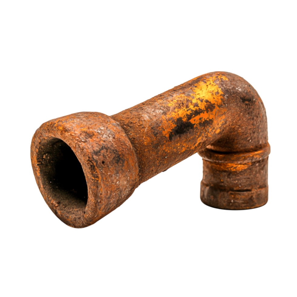 Rusty Pipe Fitting with Corrosion on Surface and Weathered Texture png