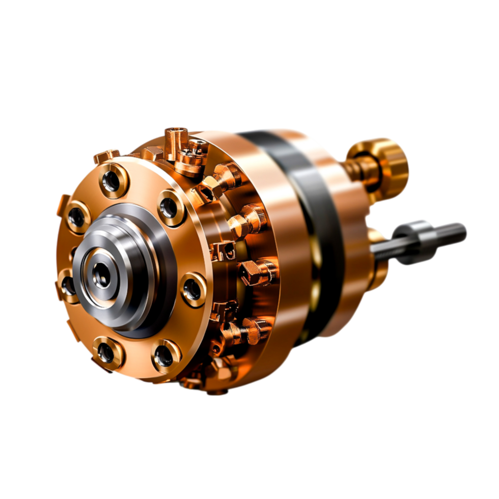 High-Detail closeup of Industrial Equipment Component with Metallic Finish png