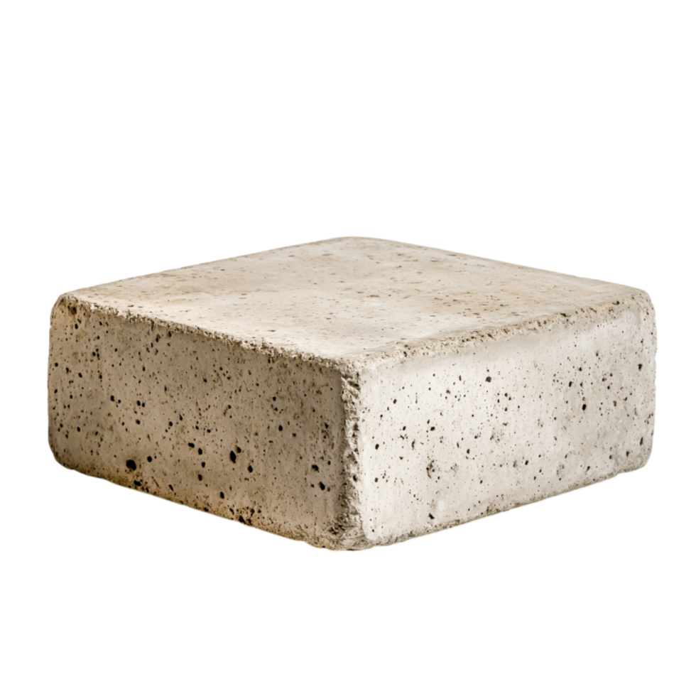 Textured concrete block with unique surface and edges for building projects png