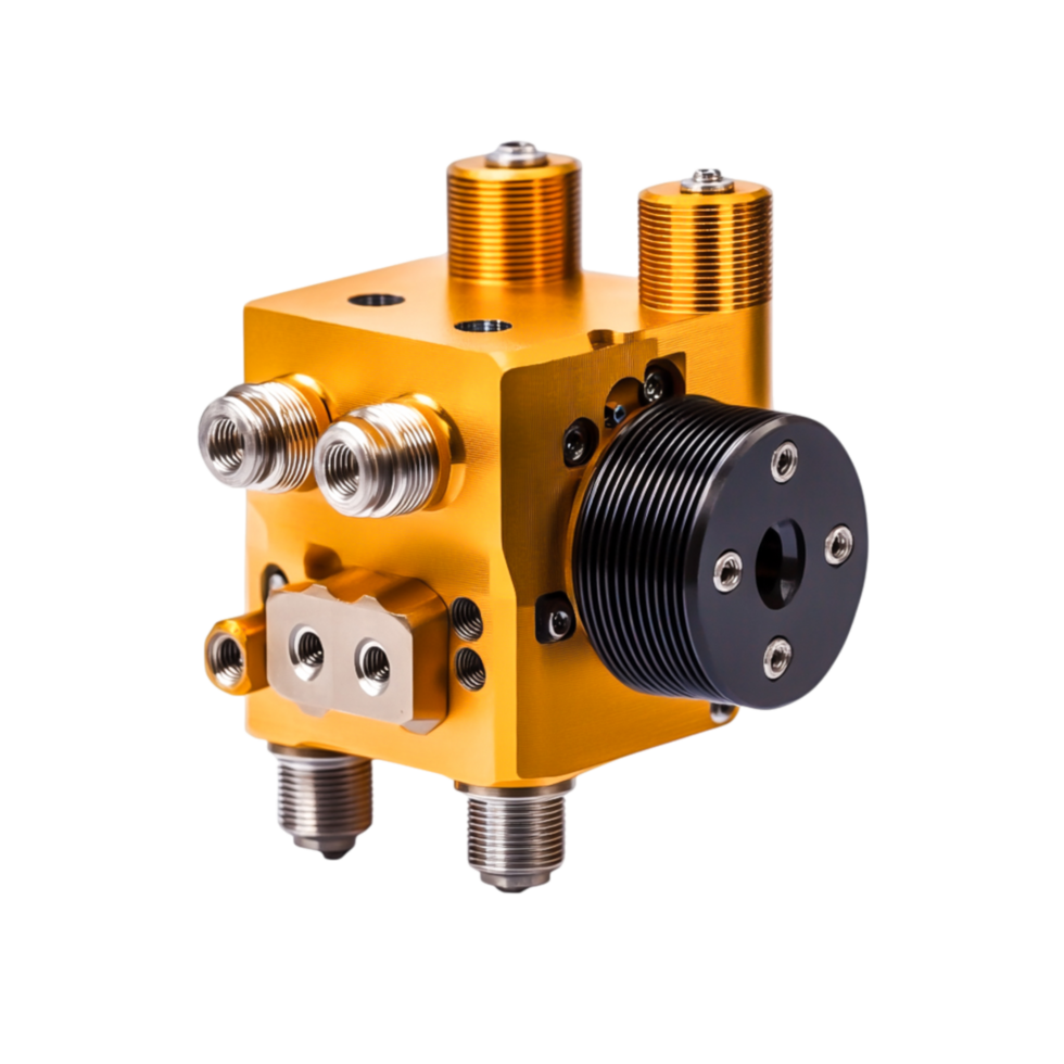 Precision Engineered Metallic Component with Multiple Connectors and Unique Design png