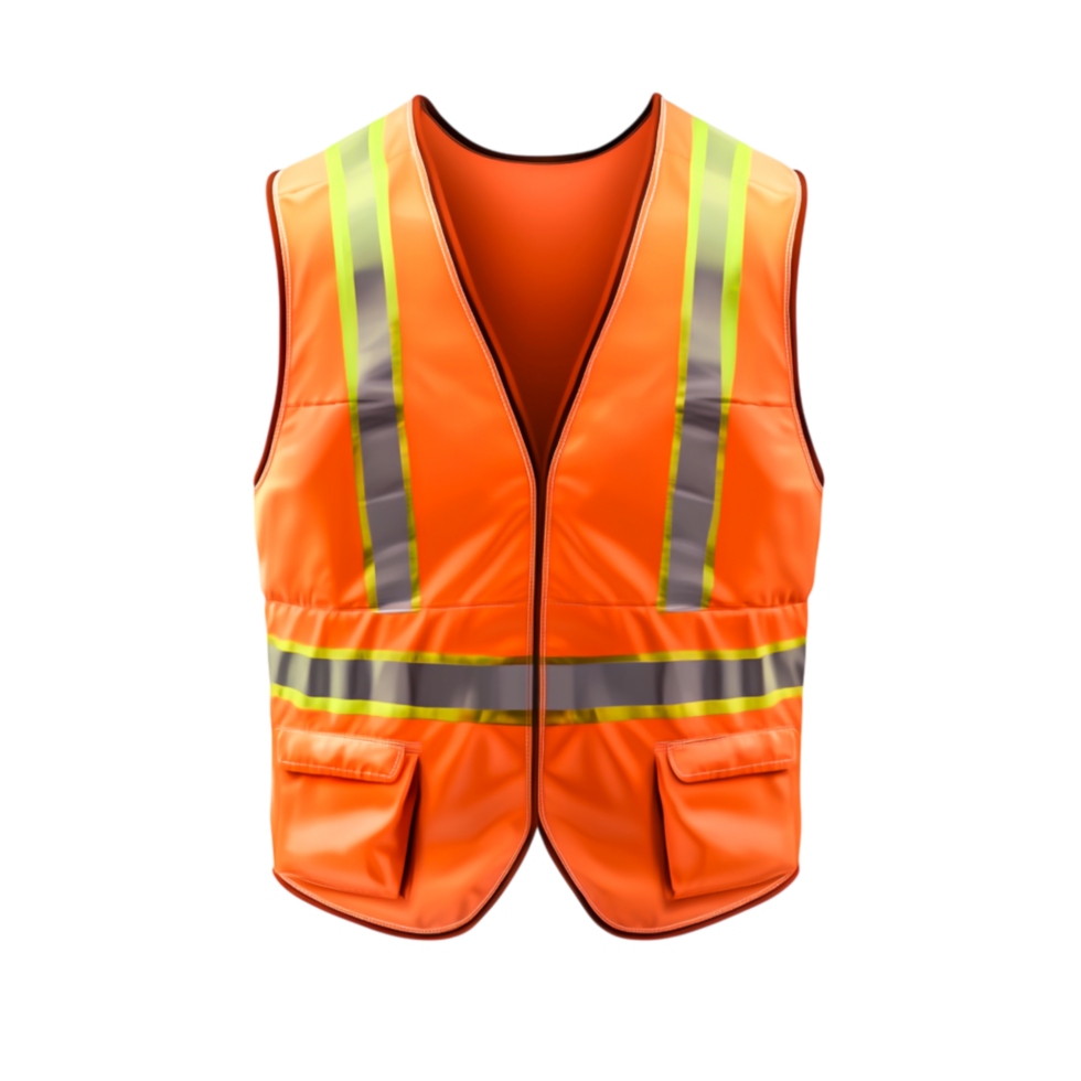 Bright Safety Vest with Reflective Stripes for Visibility in Work Environments png