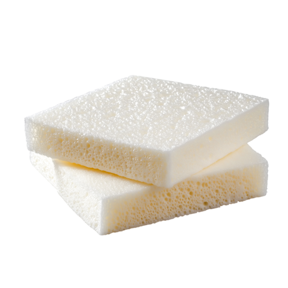 White Kitchen Sponges for Cleaning, Washing, and Scrubbing Surfaces and Dishes png