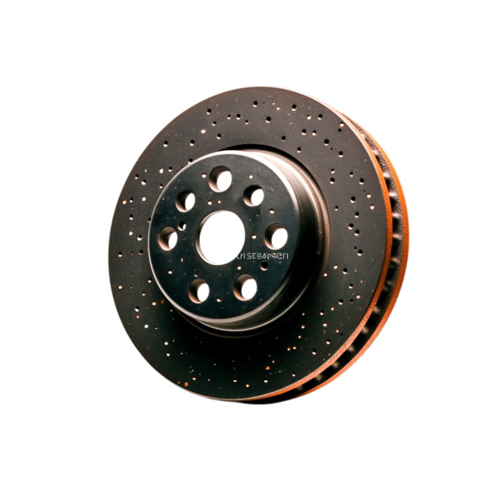 closeup of Car Brake Disc in Dark Background with Detailed Texture and Surface Features png