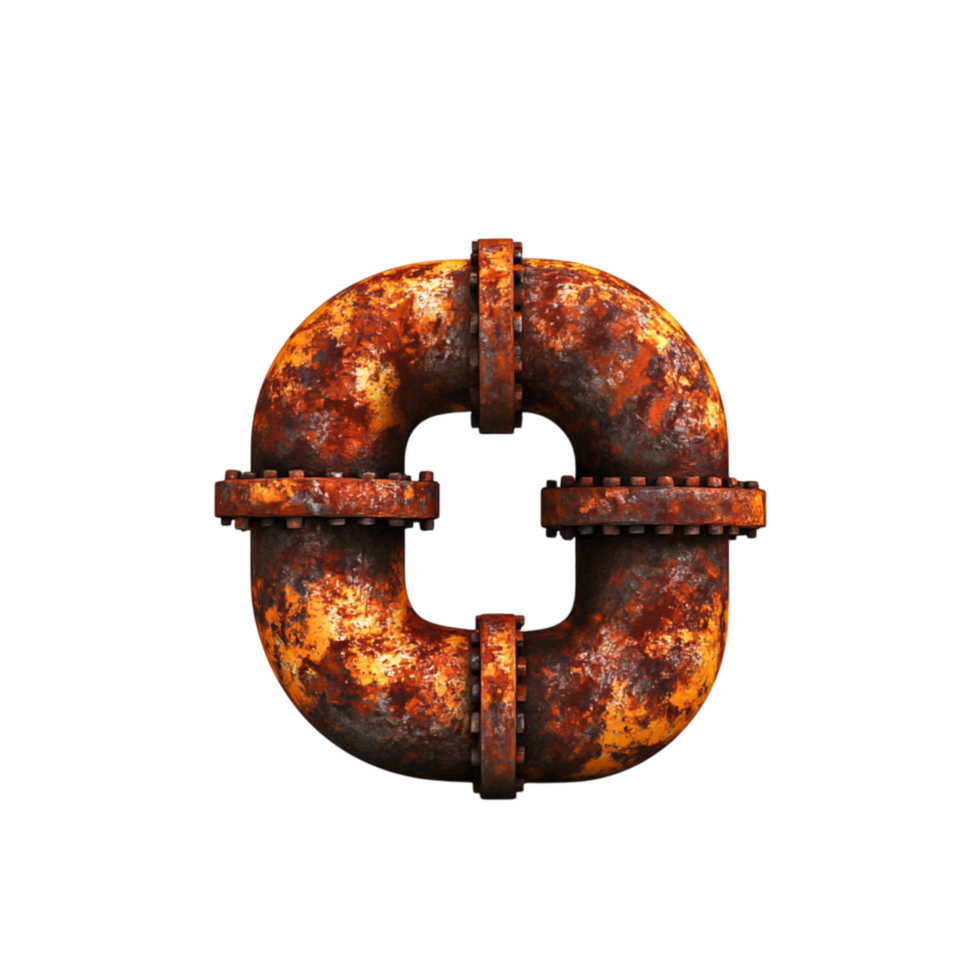 Corroded Pipe Section with Rusty Texture and Industrial Design for Background Use png