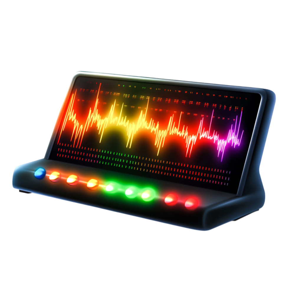 Colorful Sound Wave Display with Buttons for Audio Visual Representation png