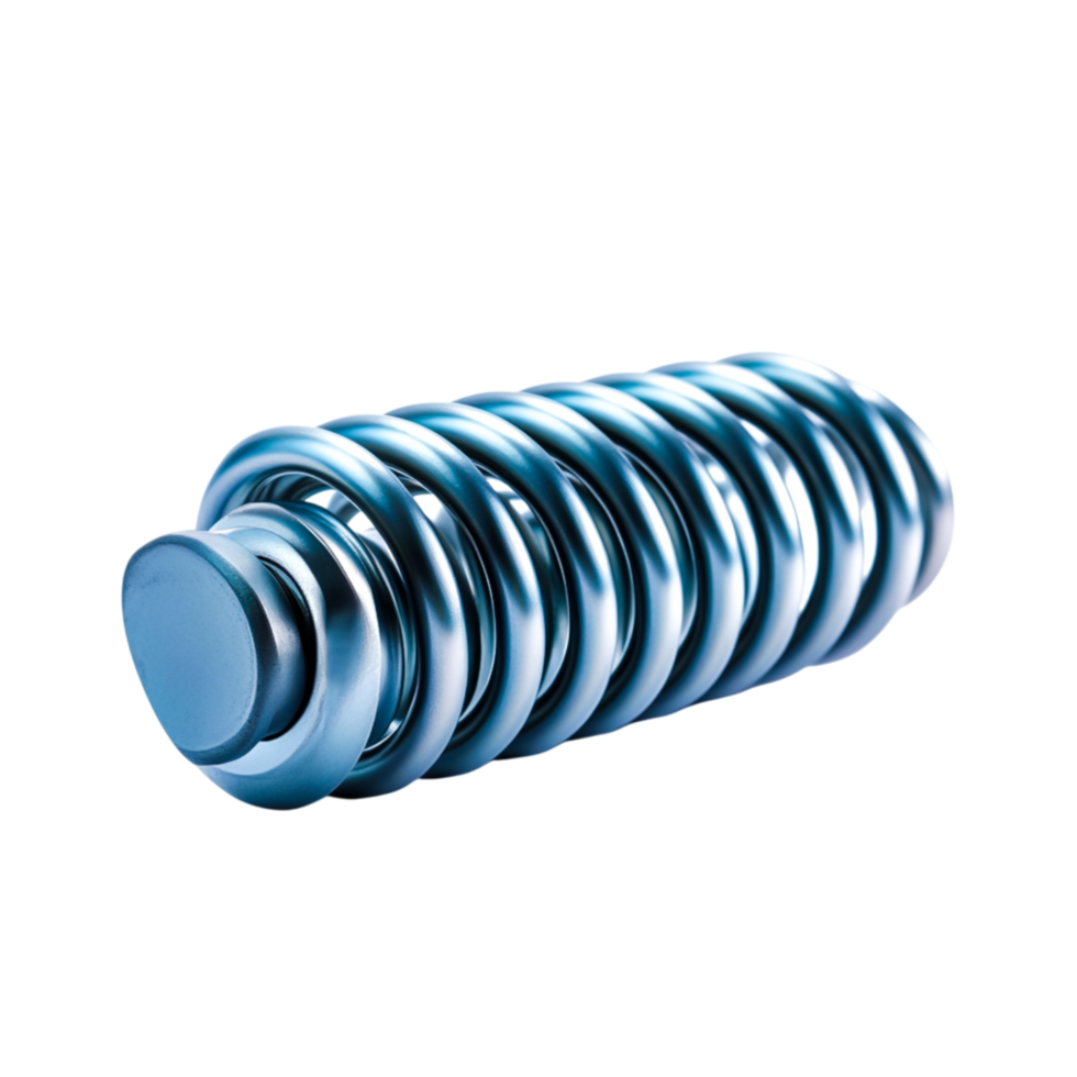 Steel Compression Spring with Reflections and Shadows png