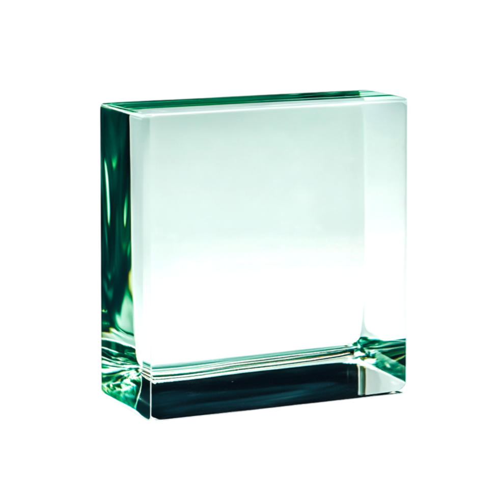 Transparent glass block on with reflective surface for design use png