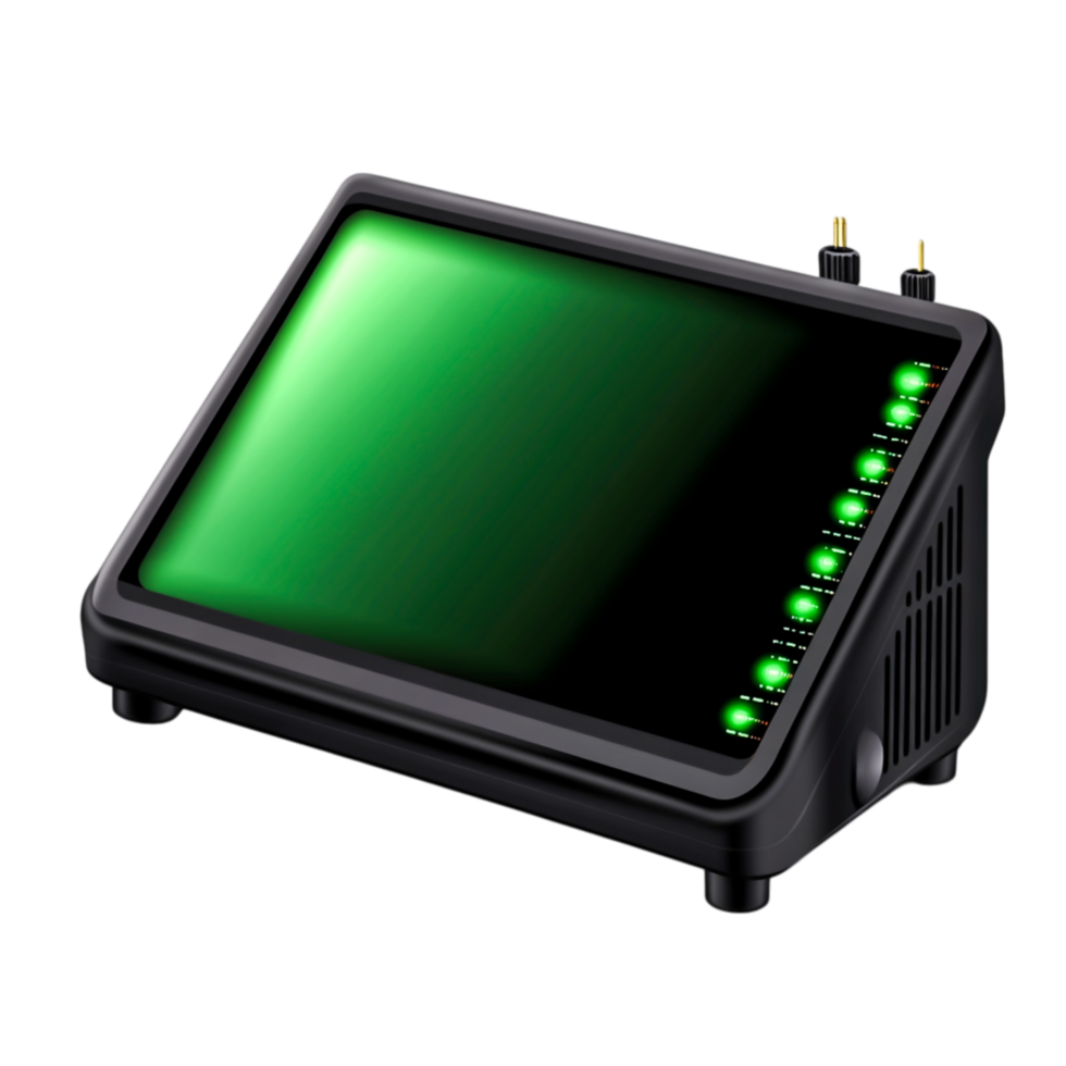 Modern Monitor Display with Vibrant Green Screen and Control Buttons png