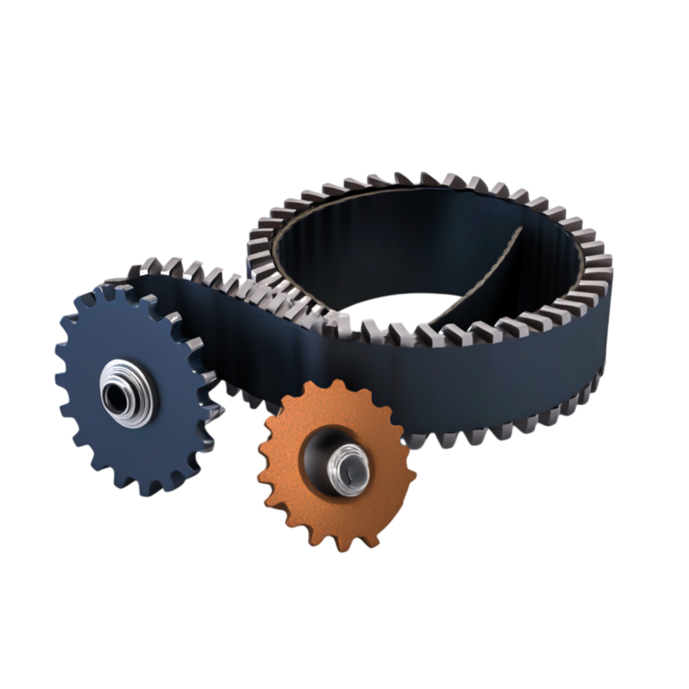Mechanical Gear and Belt System for Industrial Applications and Engineering Projects png