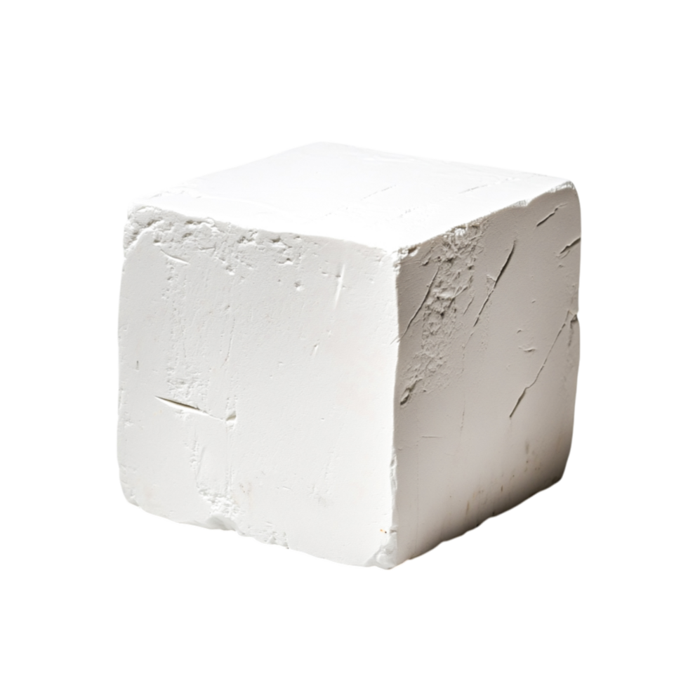 White Cube of Clay for Sculpting and Creative Art Projects in Studio Environment png