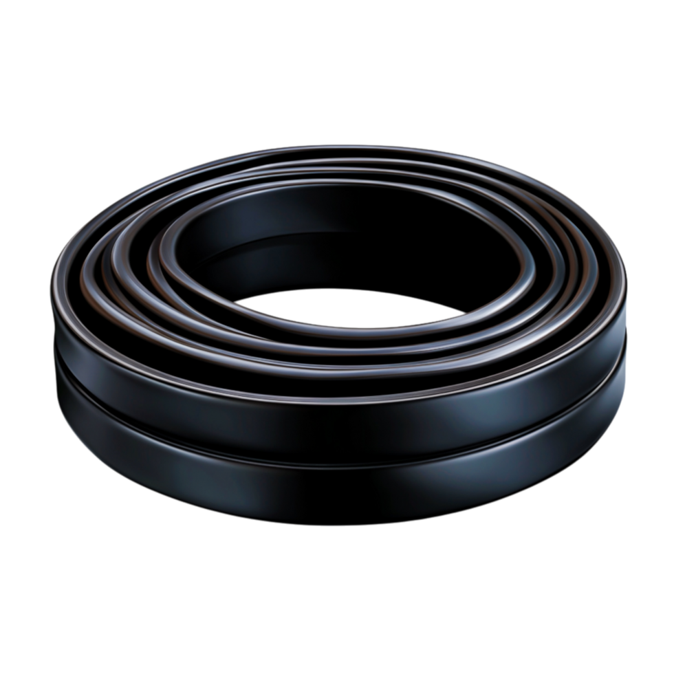 Black Coiled Rubber Bands for Office and Craft Use png