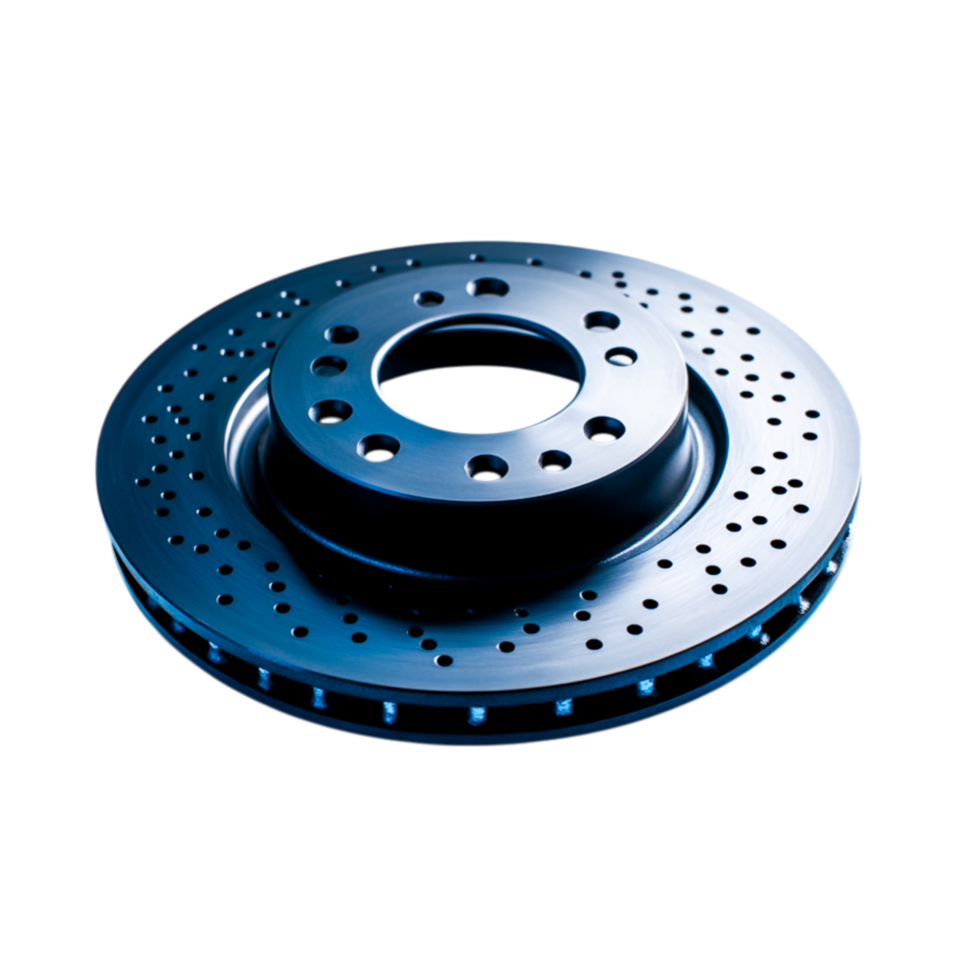 closeup of a High-Performance Brake Rotor with Ventilation Holes and Smooth Surface png