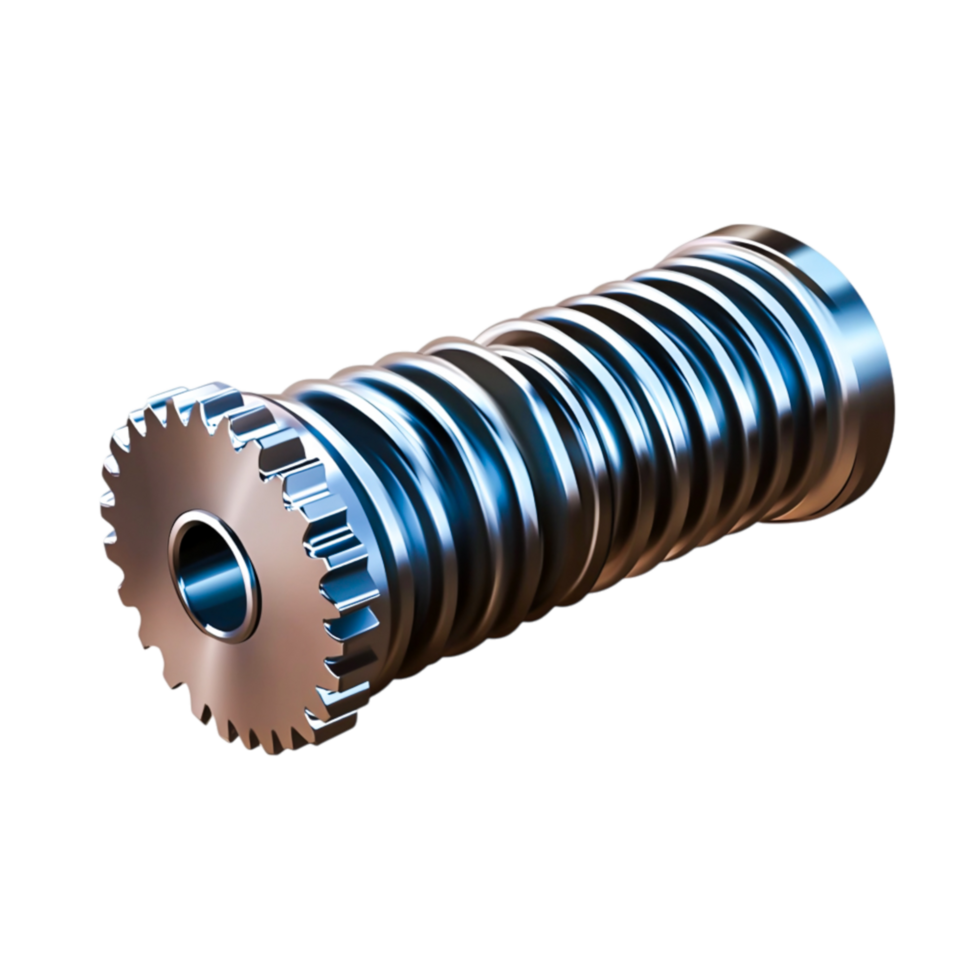 Metallic Screw with Spiral Thread and Gear Surface for Industrial Applications png