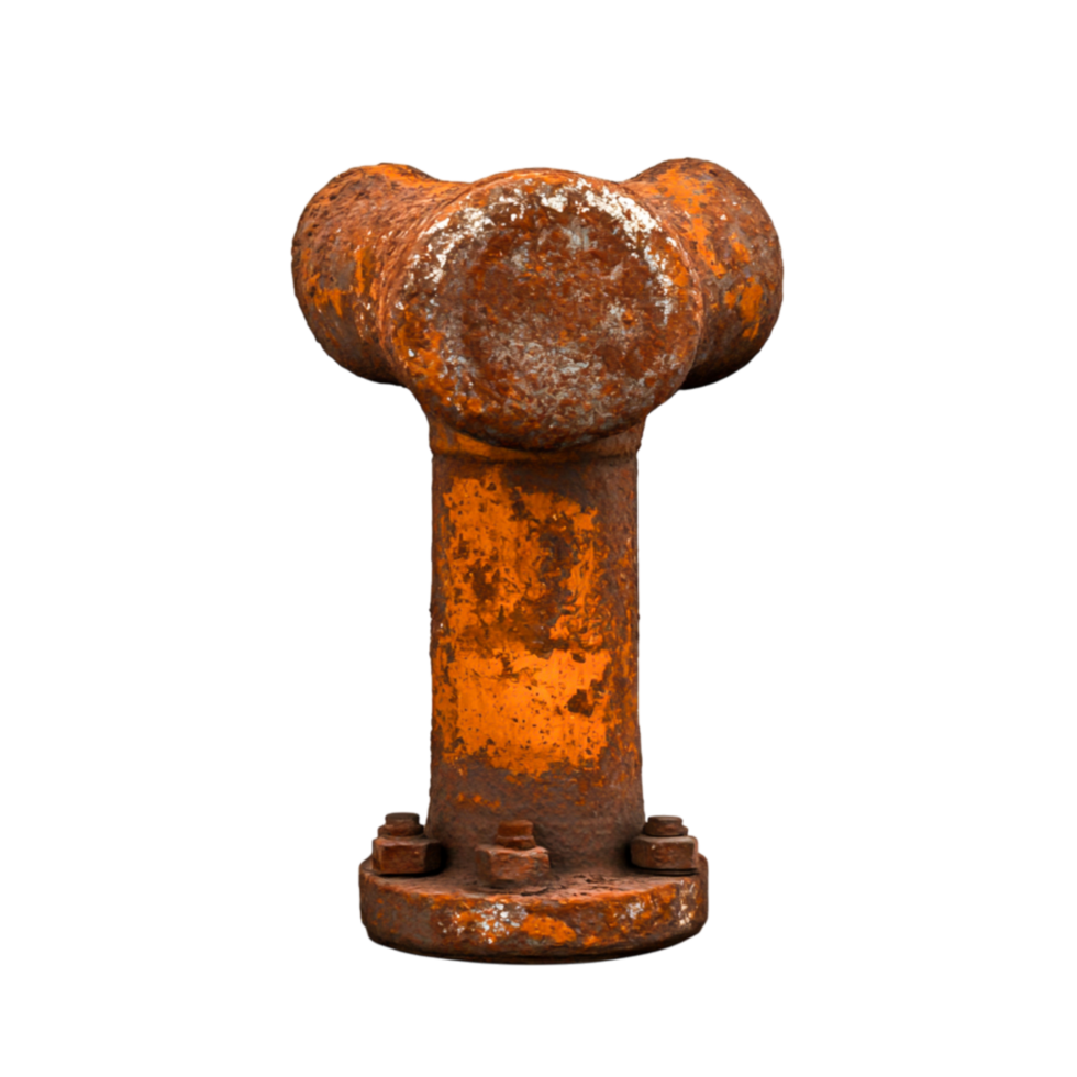 Rusty metal pipe fitting with detailed texture png
