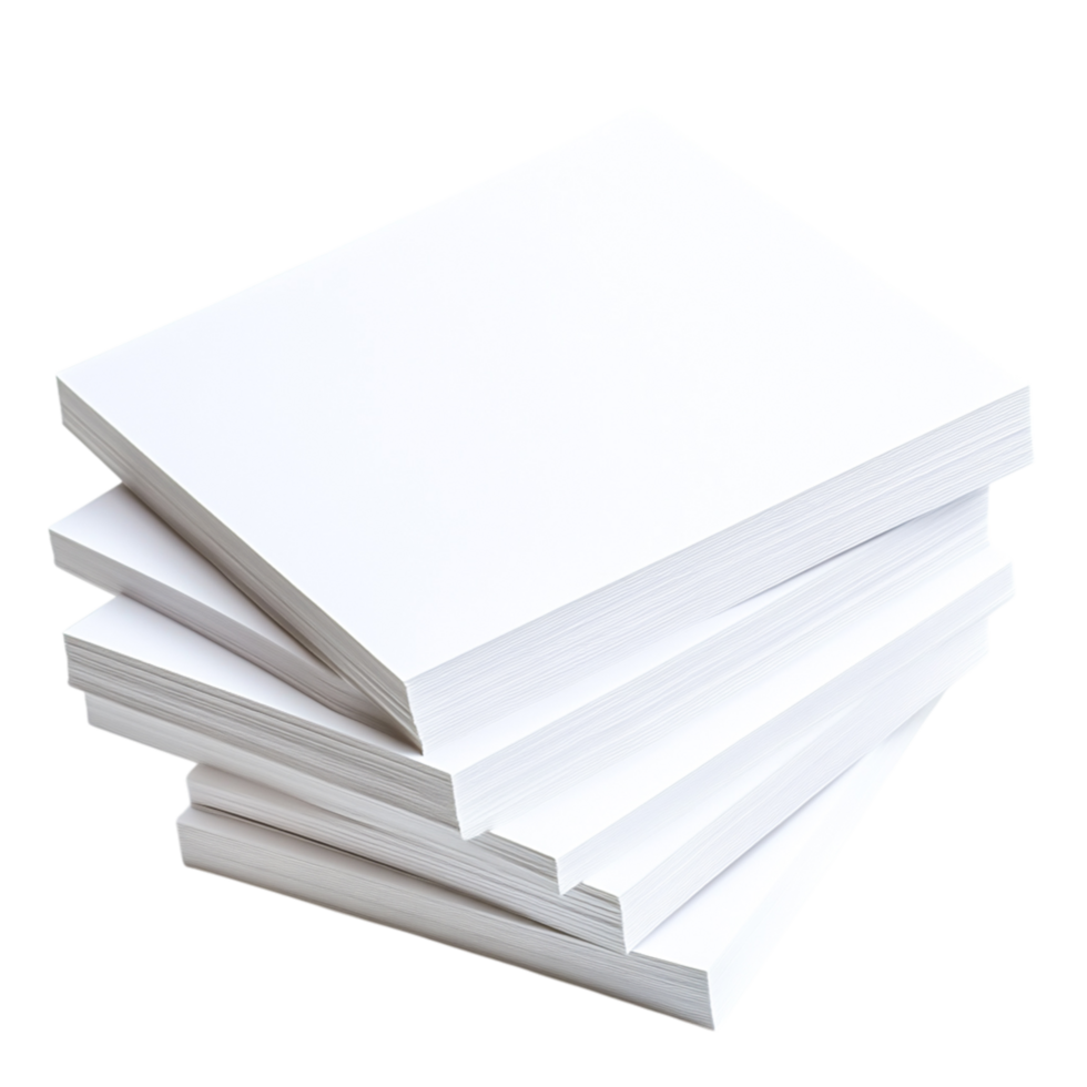 Stack of blank white paper sheets clean surface for creative and office use png