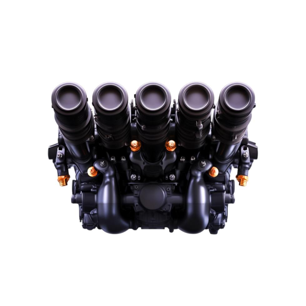 High-Performance V8 Engine Structure with Detailed Components and Accessories png