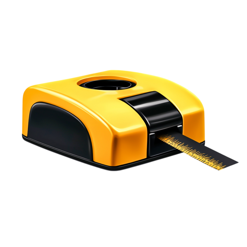 Compact Yellow Tape Measure with Retractable Functind Black Base Design png