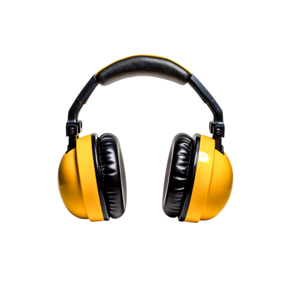 Bright Yellow Noise-Canceling Headphones for Hearing Protectind Audio Enjoyment png