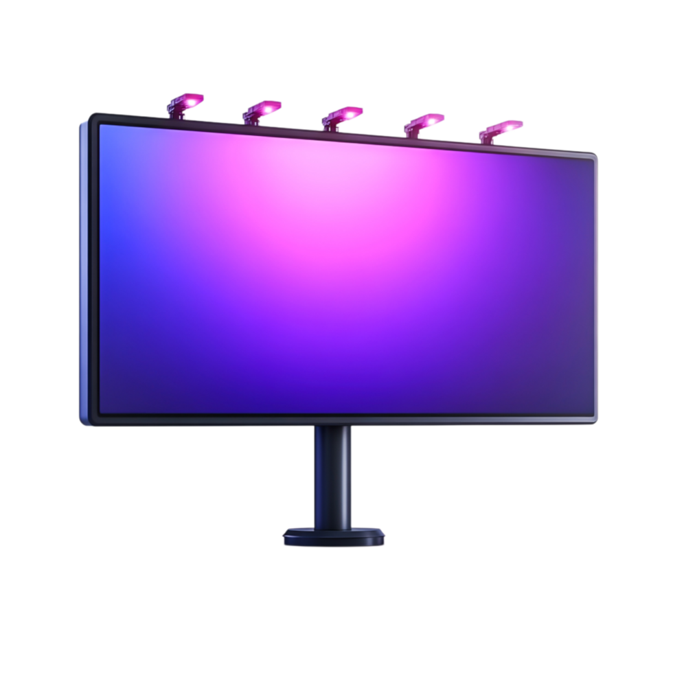 Modern Digital Billboard Display with Colorful Gradient and Futuristic Design png