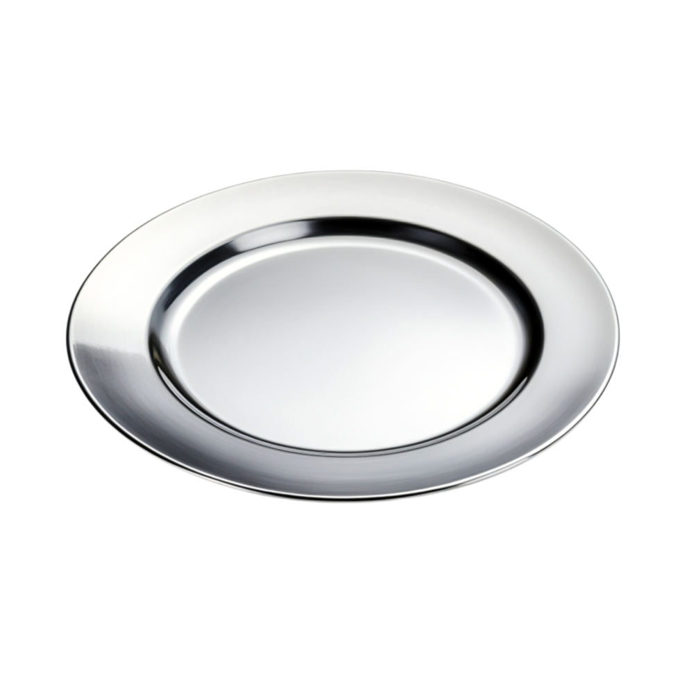 Shiny Silver Metal Plate with Smooth Surface Ideal for Dining and Table Settings png
